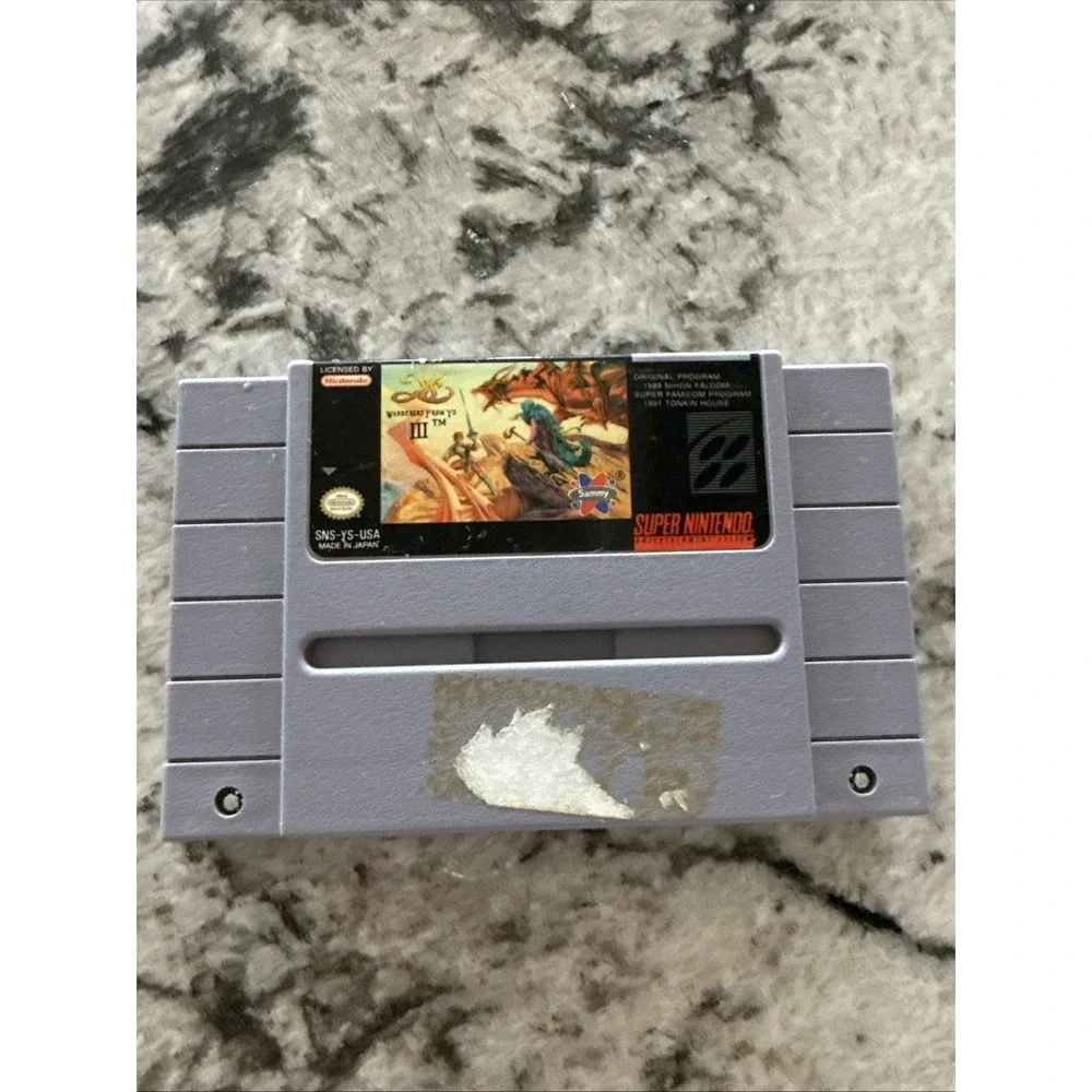 Ys III 3: Wanderers from Ys Authentic Super Nintendo SNES EXMT game cartridge